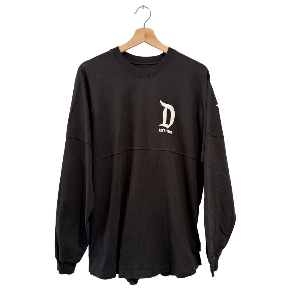Disney Spirit Jersey Black Puff Print Long Sleeve Shirt M